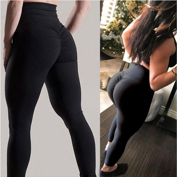 Women Leggings Booty Scrunch Round High Waist Butt Yoga Legging Fitness Pants - Picture 6 of 12